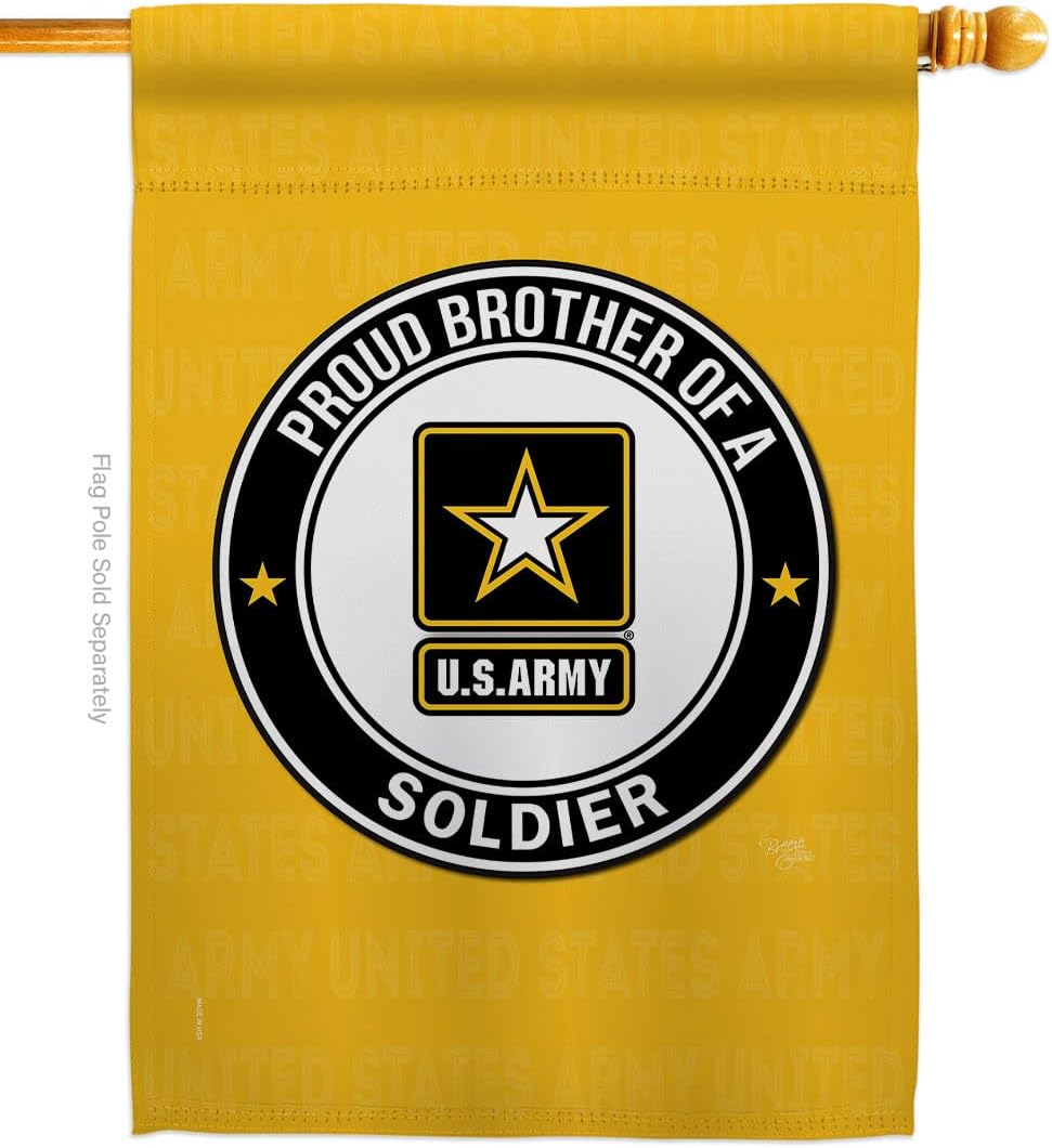 Army Proud Brother Soldier House Flag Armed Forces Rangers United State American Military Veteran Retire Official Small Decorative Gift Yard Banner Double-Sided Made In USA 28 X 40