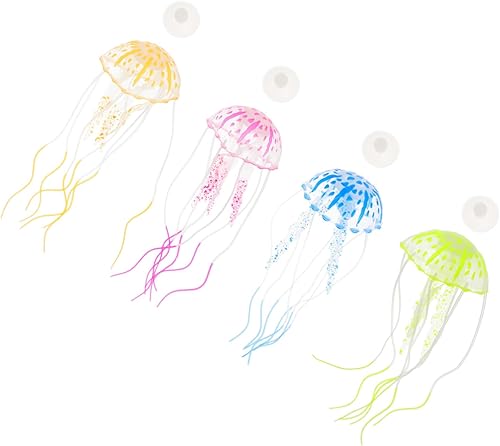 PATKAW 4pcs Fish Tank Simulated Jellyfish Mariposas Decorativas para Pared Glow Decorations Ocean Decorations Glowing Decoration Ocean Sea Animals
