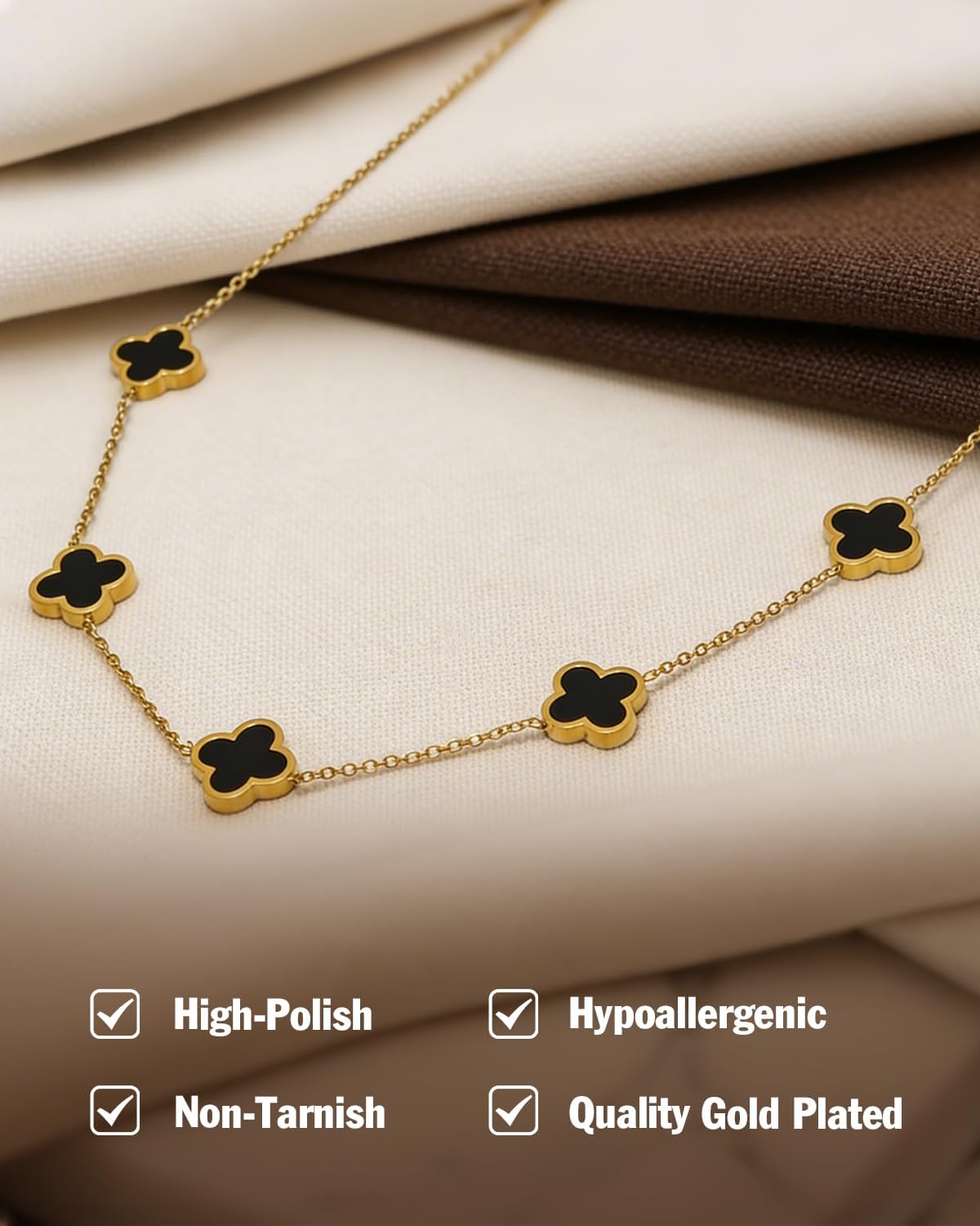 18K Gold/Silver Plated Four Leaf Clover Necklace Dainty Non Tarnish Gold Necklace for Women Trendy Lucky Jewelry Gift Valentines Day Gifts - Image 6