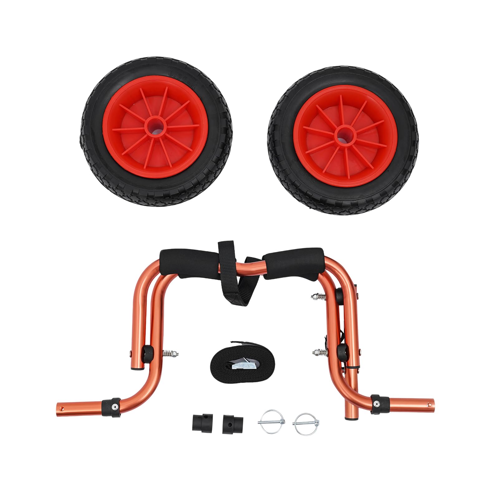 Carro Kayak Plegable, Aluminio, Espuma, 60x23cm, Naranja Negro, Pádel