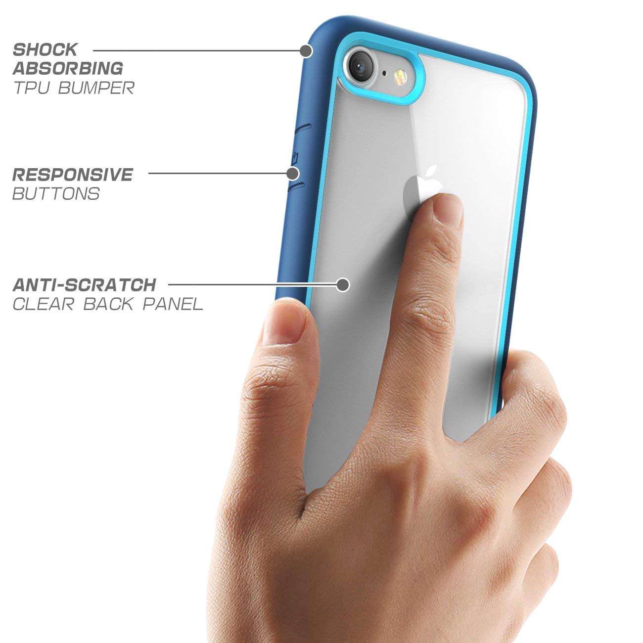 SUPCASE Hülle für iPhone SE 2022 5G, iPhone 7 / iPhone 8 / iPhone SE 2020 Handyhülle Bumper Case Transparent Schutzhülle [Unicorn Beetle Style], Blau