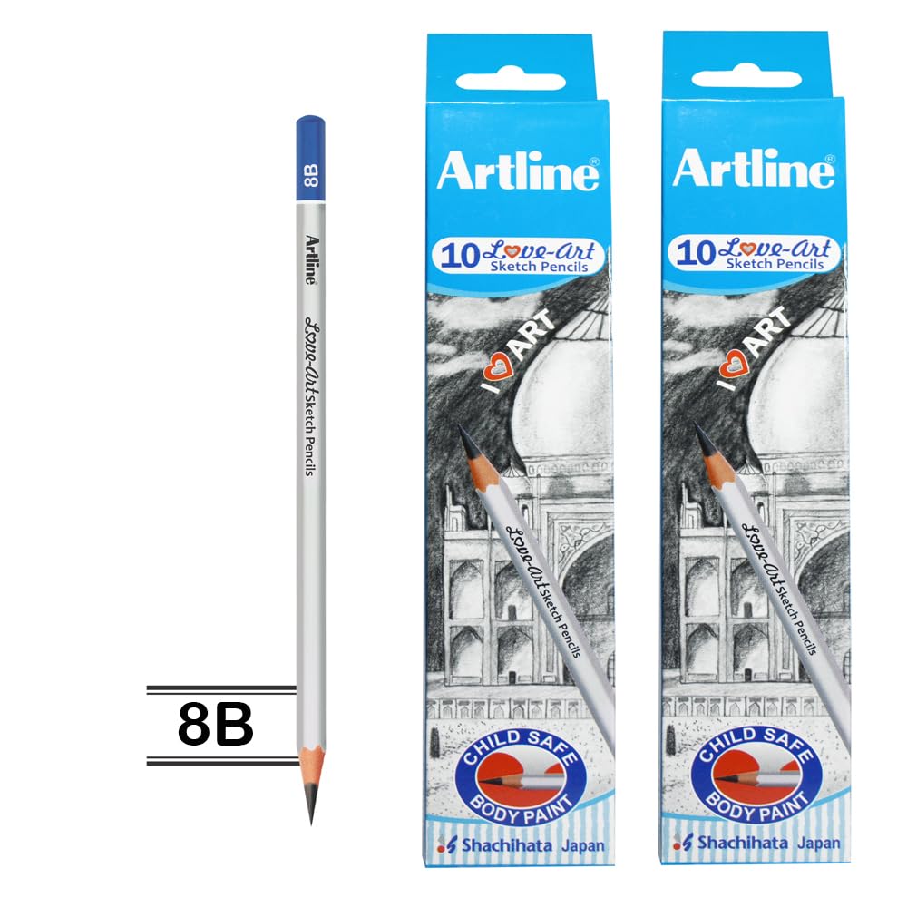Artline Love Art Sketch Pencils 8B Set Of 10 in Quantity 2 | Ideal For Extremely Dark And Rich Lines, As Well As Smooth And Expressive Shading - Image 2 thumbnail