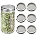 HENMI Sprouting Lids for Wide Mouth Mason Jars, 6 Pack, Stainless Steel, Silver, Jar Lids