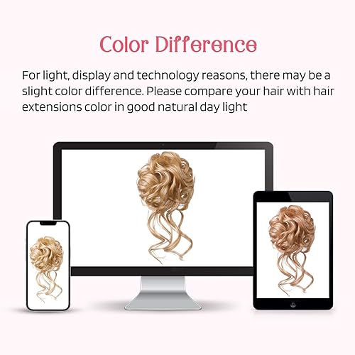 Miniatura 7 de HOOJIH 2 piezas de cabello de moño desordenado, extensiones de moño de cabello ondulado rizado y ondulado, coleteros para mujeres y niñas, rubio
