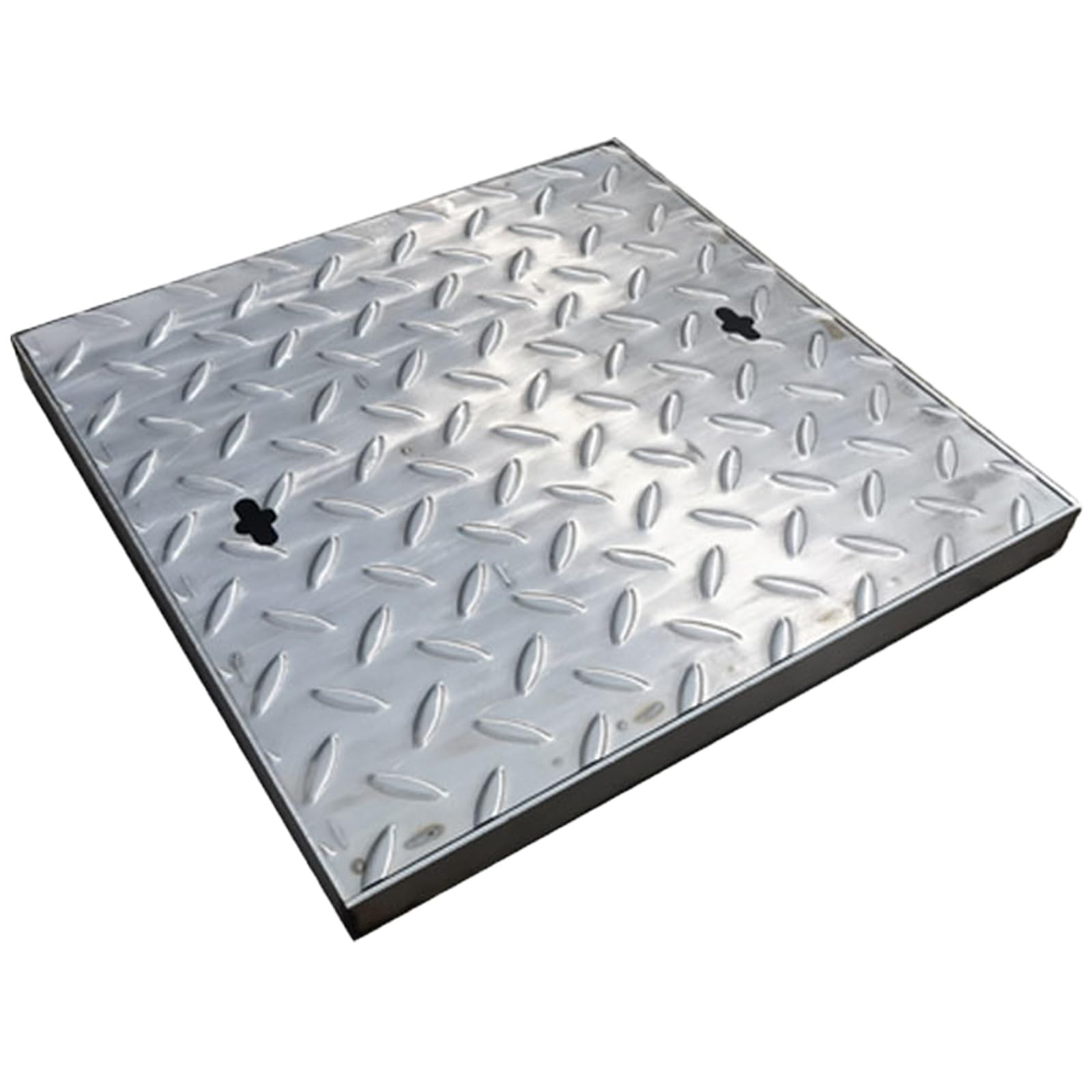 Couvre-regard 30x30x3 cm avec poignée intégrée et base antidérapante pour le drainage