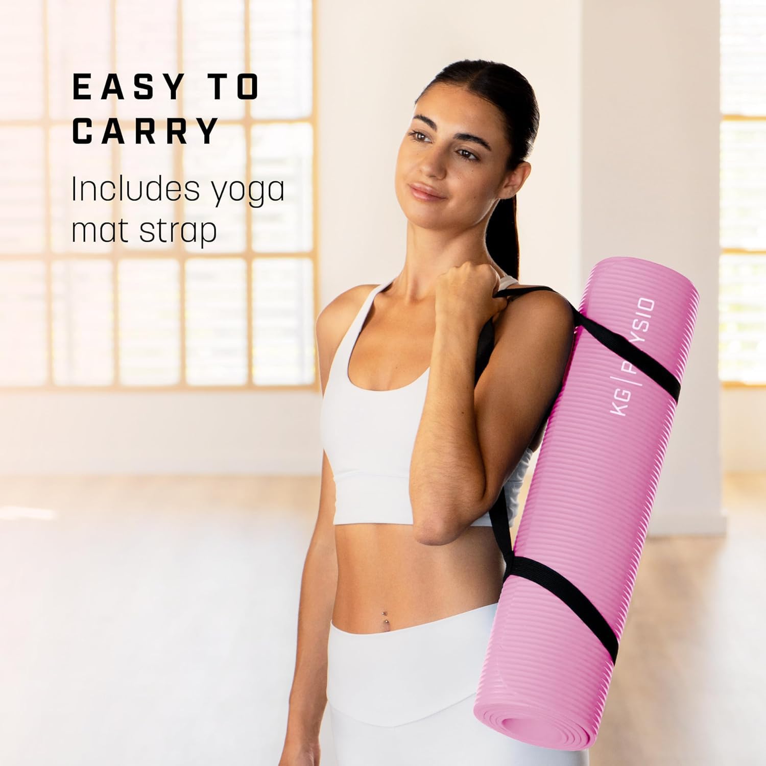 KG Physio Mata do jogi - Antypoślizgowa mata do ćwiczeń NBR z paskiem maty do jogi w zestawie - Idealna do ćwiczeń HiiT, pilates, jogi