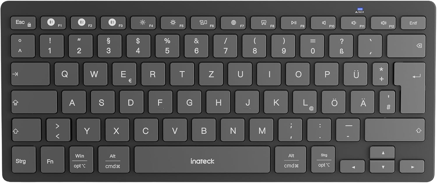 (-48%) Inateck Bluetooth-Tastatur,Kabellose Funktastatur mit 3 Bluetooth,Ultraslim QWERTZ,Vergrößerte Tastenkappen,für iPad Pro/Air/Mini/10.9/10.2/9.7/Windows/Android/IOS, Ergonomisches Design, KB01003