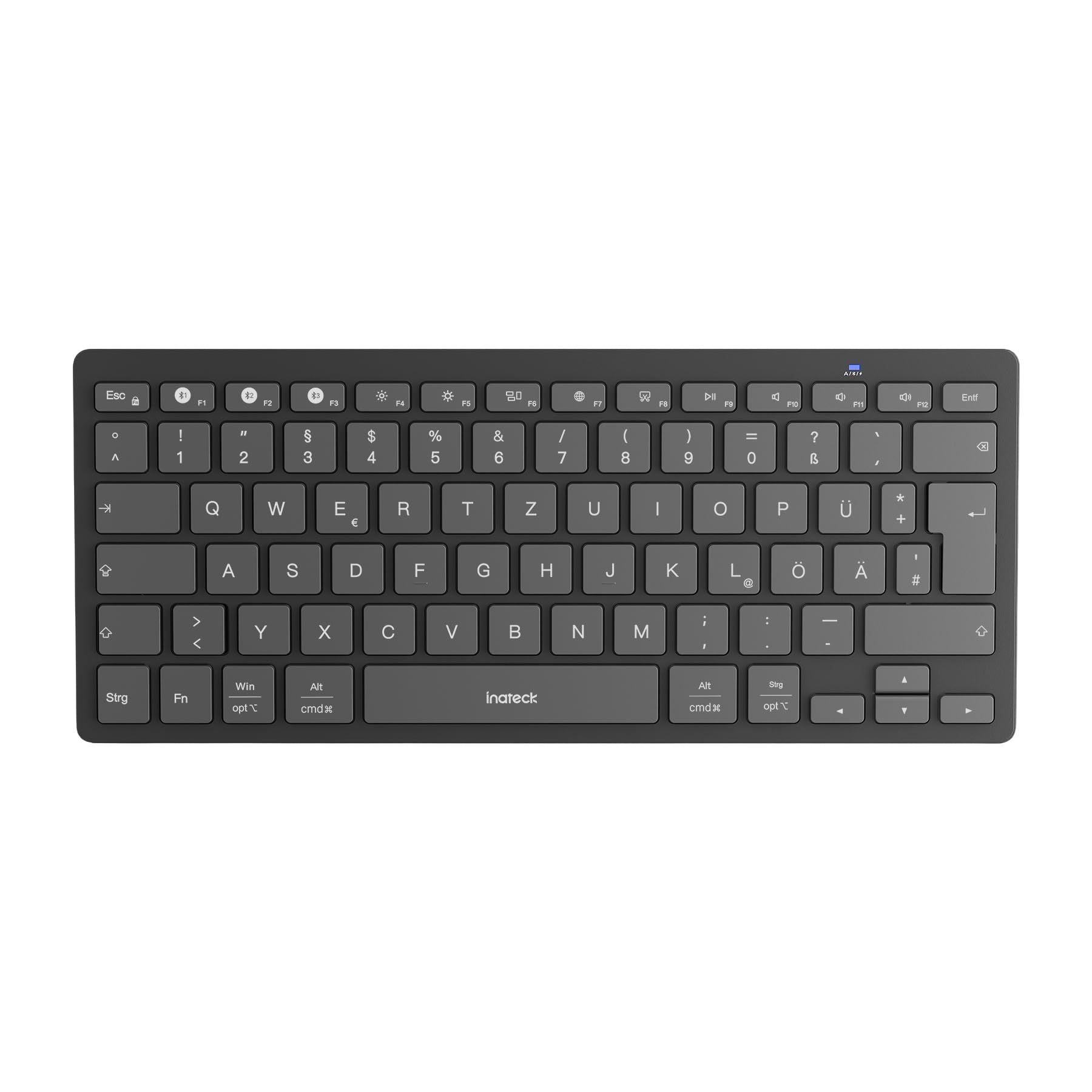 Inateck Bluetooth-Tastatur,Kabellose Funktastatur mit 3 Bluetooth,Ultraslim QWERTZ,Vergrößerte Tastenkappen,für iPad Pro/Air/Mini/10.9/10.2/9.7/Windows/Android/IOS, Ergonomisches Design, KB01003