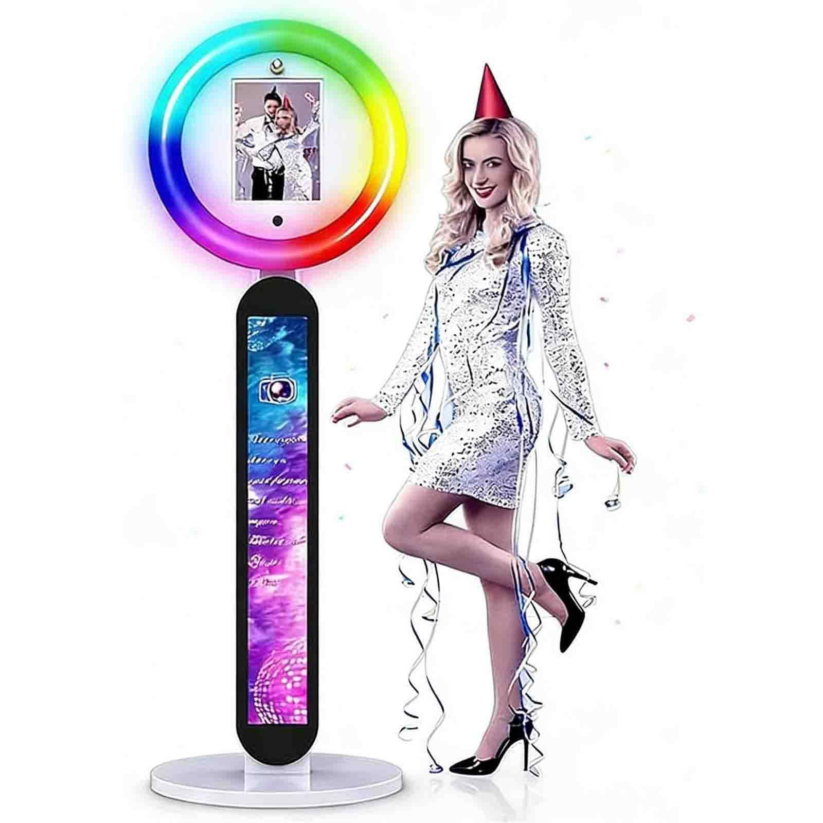 Przenośna budka telefoniczna, Selfie Photo Booth | Statyw z lampą pierścieniową RGB i uchwytem na telefon, Konstrukcja skrzyni transportowej, Pilot zdalnego sterowania i oprogramowanie