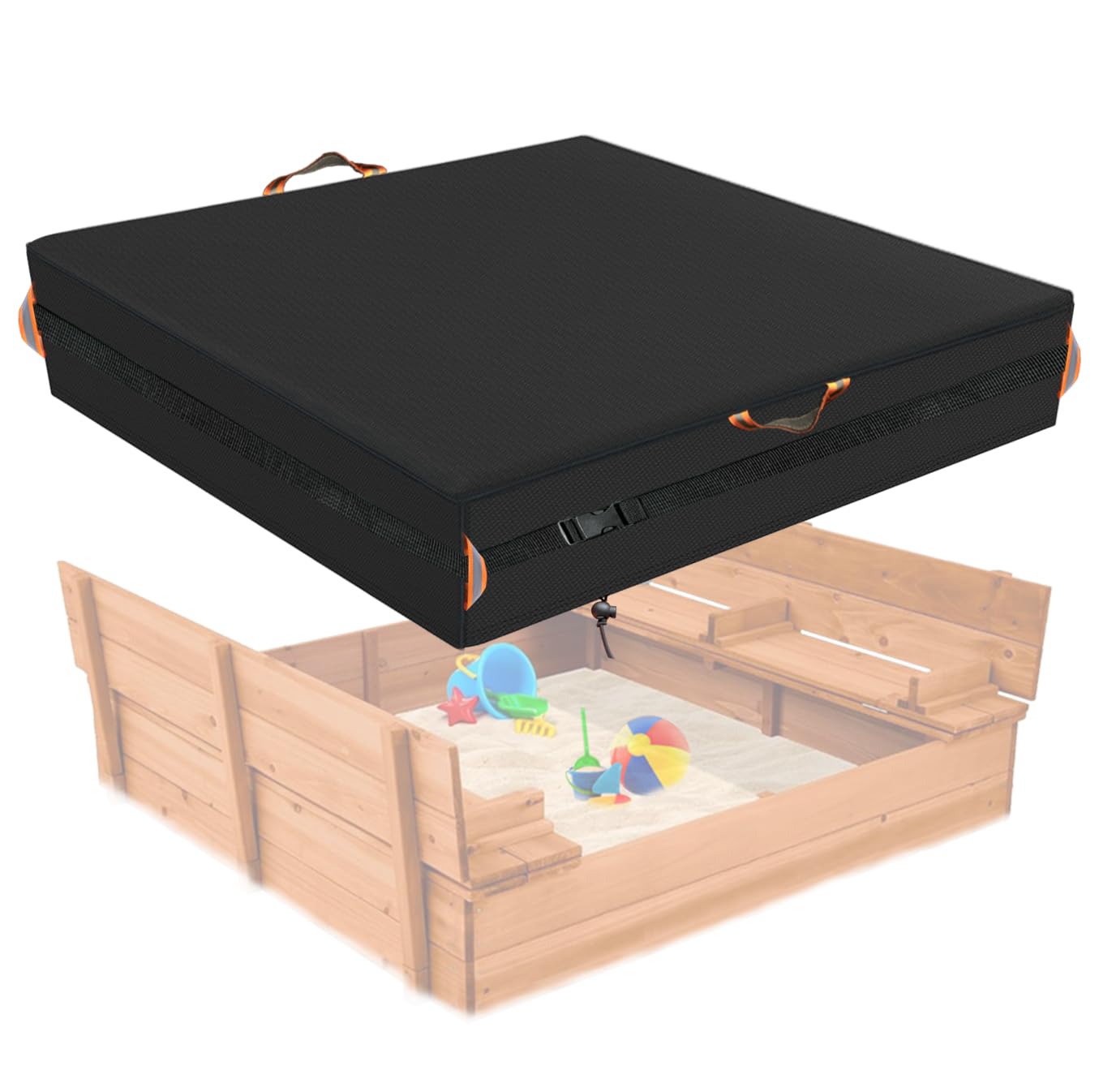 Outdoor Sandbox Cover, Square Kids Sand Box Covers Waterproof and Windproof, Children's Large Sandboxes Cover Sandproof.（43" L x 43" W x 8" H）