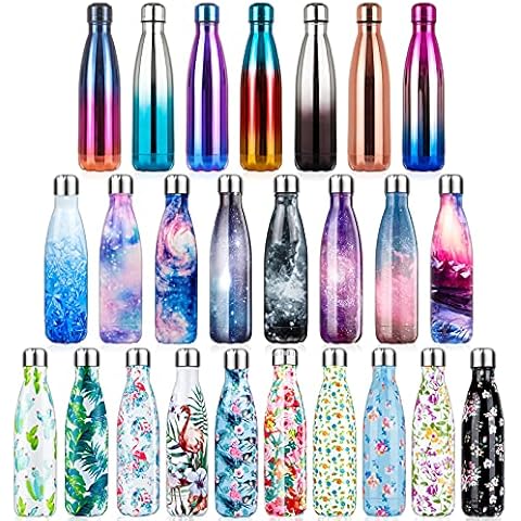 Lalafancy 500ml Stainless Steel Vacuum Flask Water Bottle, Ultimate Insulated Colorful Double Walled Drinks Flasks Bottles Sports - Keep 12 Hours Hot & 24 Hours Cold - BPA Free - Blue Galaxy Cover