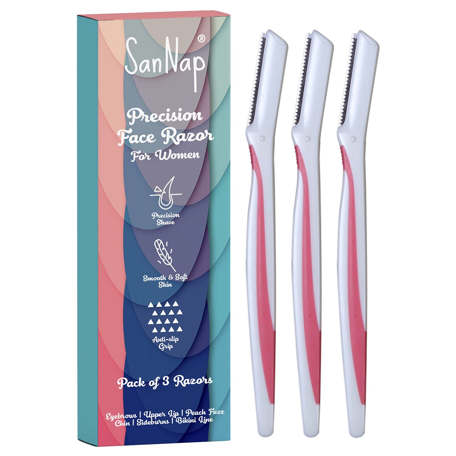 SanNap Hair Removal Razor for Women Face Razor, Eye Brow Razor, Bikini Line | For Easy & Safe Facial Hair Removal (Pack of 3) SanNap Hair Removal Razor for Women Face Razor, Eye Brow Razor, Bikini Line | For Easy & Safe Facial Hair Removal (Pack of 3)