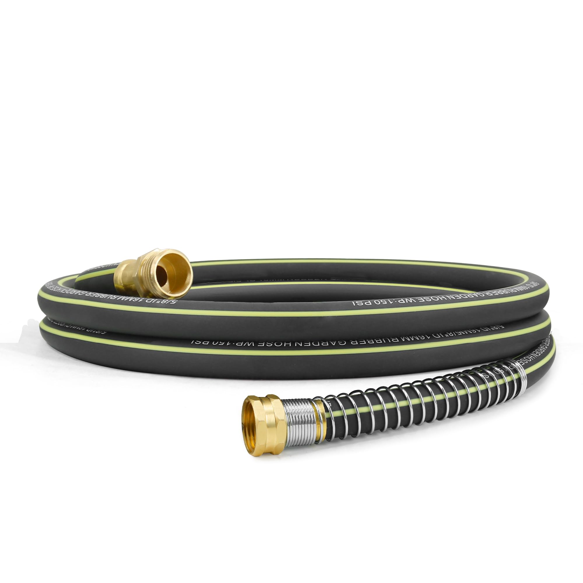 Wurzberge Lightweight Rubber Garden Hose 15ft, 5/8" Hybrid Rubber Hose with Solid Brass Fitting, Water Hose Pipe for Outdoor, Cleaning & Washing