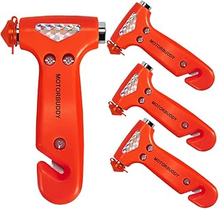 4-Pack Car Safety Hammer, Auto Emergency Escape Hammer with Window Breaker and Seat Belt Cutter, Striking Red Emergency Escape Tool for Car Accidents