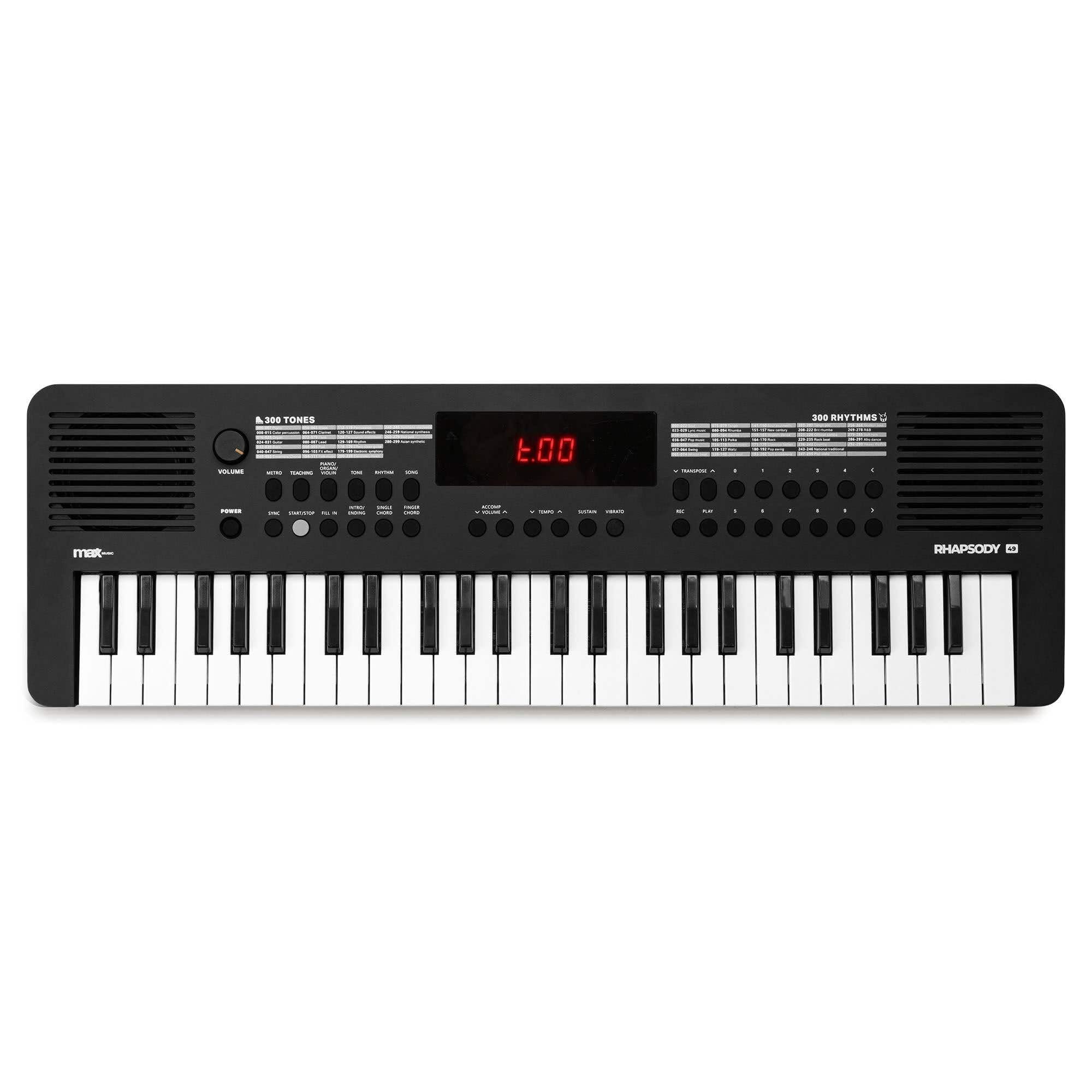MAX Rhapsody49 MIDI Keyboard 49 Tasten – USB MIDI Controller für FL Studio, GarageBand & DAW - Kompaktes Keyboard Piano für Musikproduktion - Electric Piano für Einsteiger