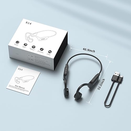 Miniatura 8 de CXK Auriculares de conducción ósea Bluetooth 5.3 Auriculares abiertos con micrófono, sonido fuerte premium 8 horas de reproducción, auriculares