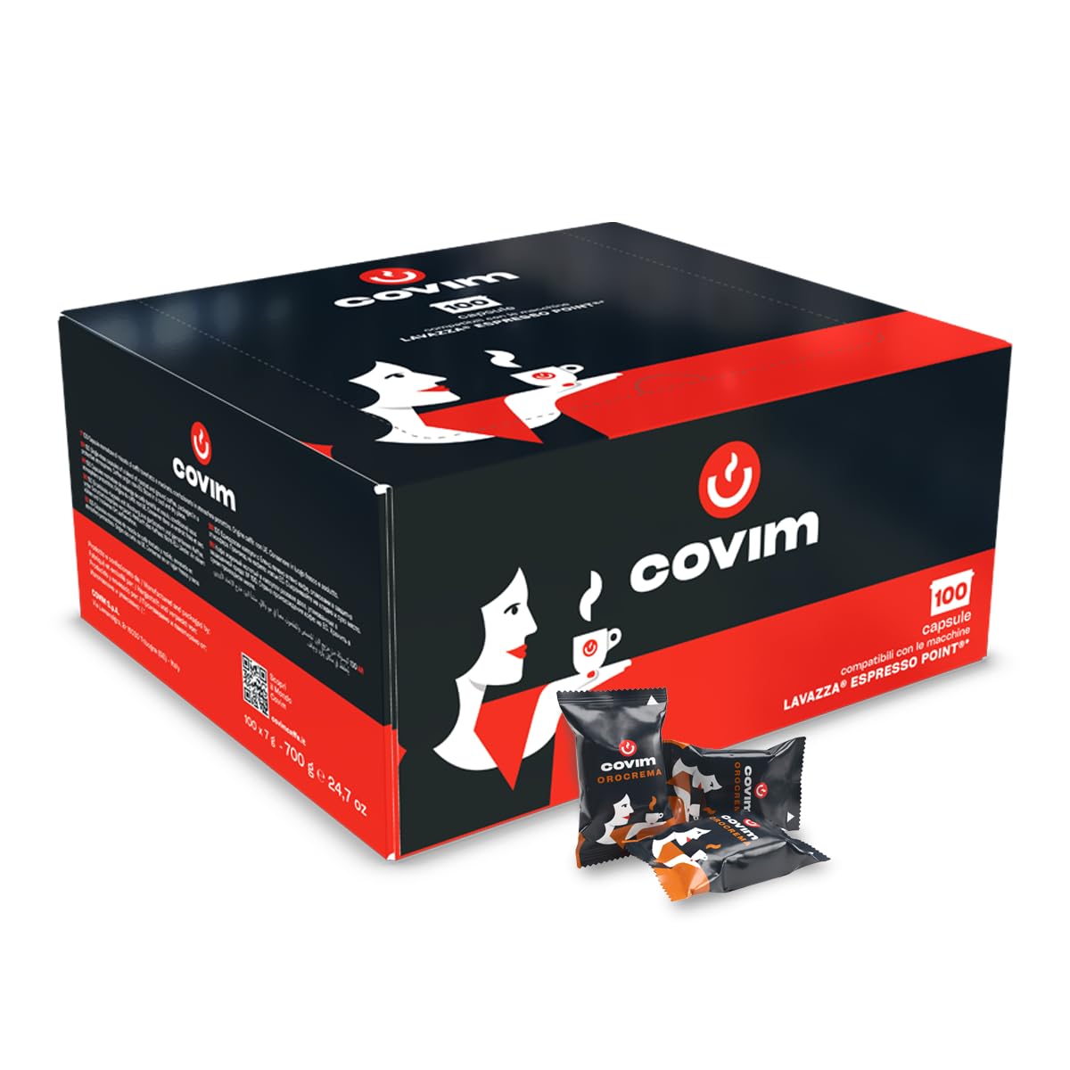 Covim Caffè - Capsule di Caffè Orocrema, 400 Capsule Monodose Intensità 9, Compatibili con Espresso Point, Espresso Cremoso e Intenso con Aroma di Legno Tropicale
