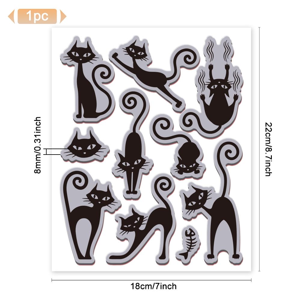 GLOBLELAND Funny Black Cat Cling Rubber Stamp 8.7"x7" Cute Cat Silhouette EVA Stamps Embossing Stamp Seal Rubber Stamps for DIY Scrapbooking and Card Making Paper Craft Decor - Image 3