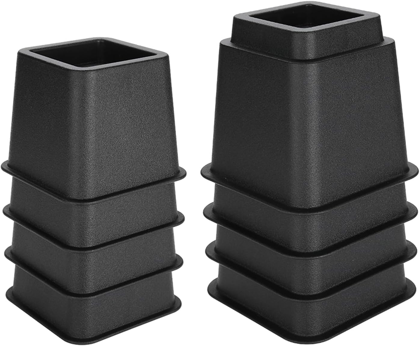 Adjustable Furniture Raisers Set, Bed Chair Sofa Riser Feet Lift Kit with 4 x 5 and 4 x 3 Eco - Friendly PP Risers for Extra Under - Bed Storage and Easier Access (Black)