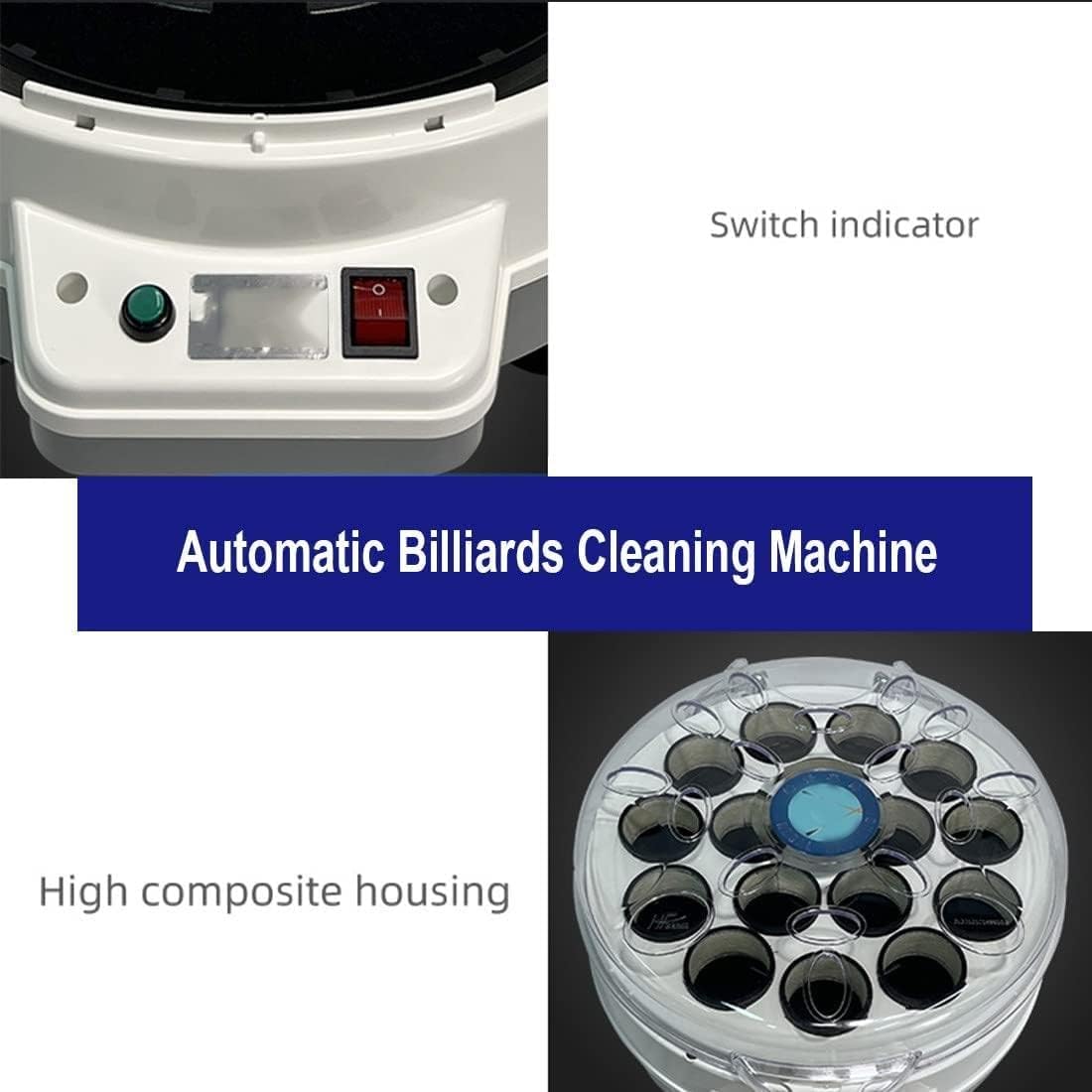 Pool-Ball-Polierer, Billiard Ballistic Ball Polishing Machine, Automatic Pool Ball Polisher Cleaner, Pool Ball Cleaner for Home & Professional Use (22balls)
