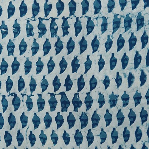 HANDICRAFTOFPINKCITYHANDICRAFTOFPINKCITY Block Print Fabric, Hand Block Print White And Blue Batik Fabric, Indian Hand Printed Indigo Blue Print Cotton Fabric 5 Meter