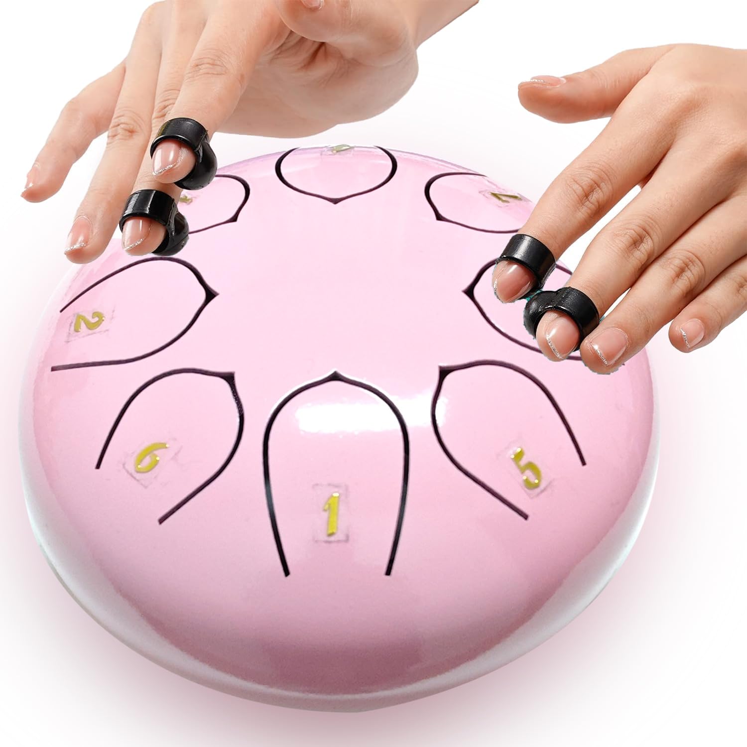 Steel Tongue Drum Rosa, 6'' 8 Note Tamburo Handpan Strumento a Percussione Tamburo, Do Maggiore Accordato Tamburi in Acciaio, Portatile Tamburo del Handpan in Acciaio al Carbonio