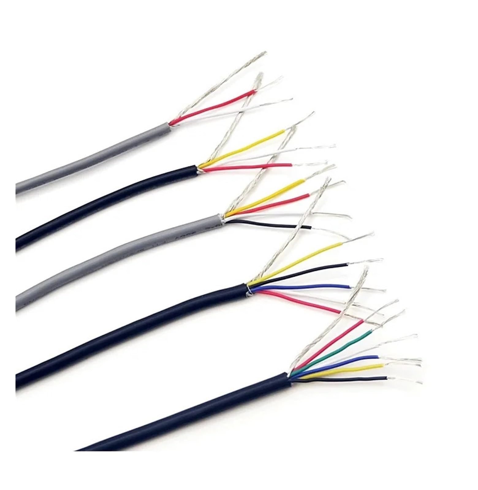 Kabel płaski Przewód kablowy, 10-metrowy ekranowany kabel audio do słuchawek 20-32 AWG 2-5 żył wielokolorowy PVC miedź(GRAY,22AWG X 10M-5CORES)