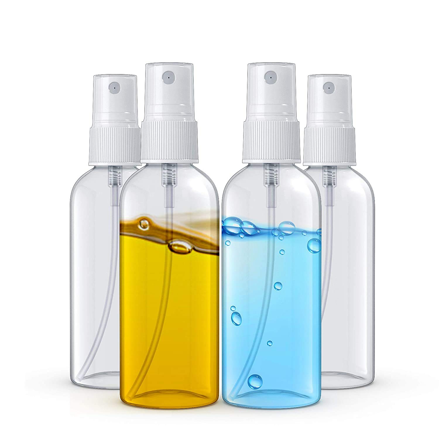 IVAANplastic spray bottle, 4 Pack 2oz/50ml Clear Empty Fine Mist Spray Bottle Set, Refillable Liquid Containers, travel size spray bottle