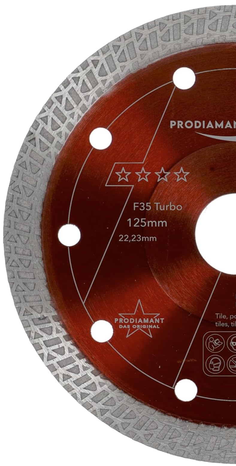 PRODIAMANT Disco de corte de diamante Premium para baldosas de gres fino 125 mm x 22,23 mm Disco para baldosas de 125 mm para amoladora angular