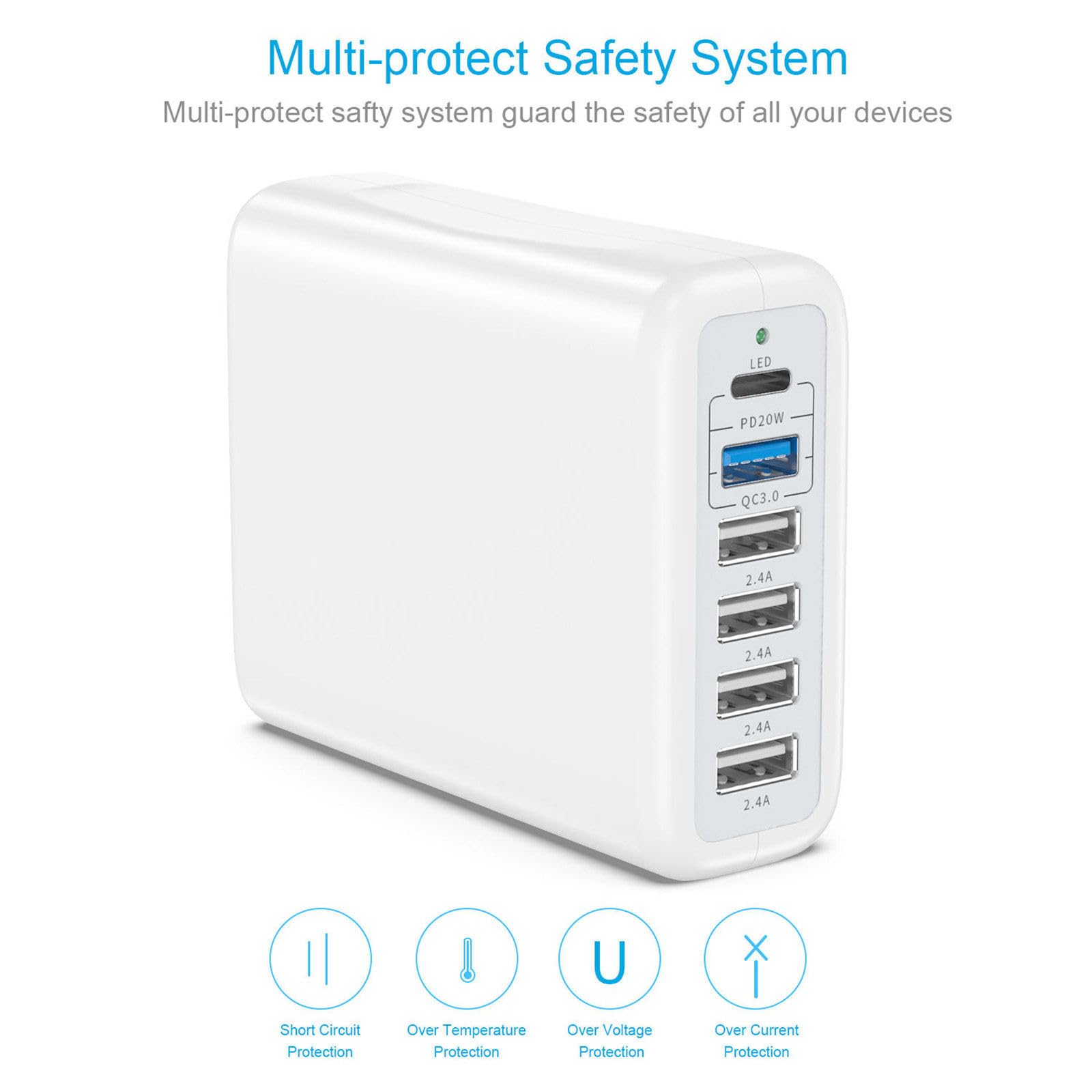 Caricatore USB Multifunzione, Supporto Pd 20W e Qc3.0, Adatto per Telefoni Cellulari, Notebook e Tablet, Uscita Universale 5V 9V 12V,Black
