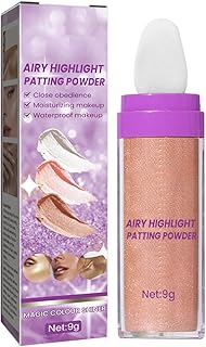 Resaltador rosa y dorado, polvo facial con pu...