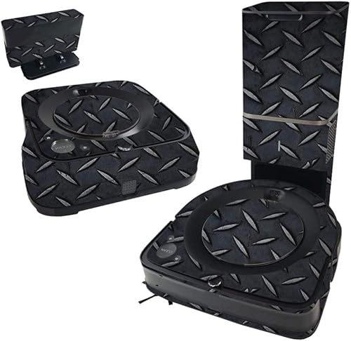 MightySkins Skin compatible con iRobot Roomba s9+ Vacuum & Braava Jet m6 Bundle  Placa de diamante negro y cubierta de vinilo única, fácil de