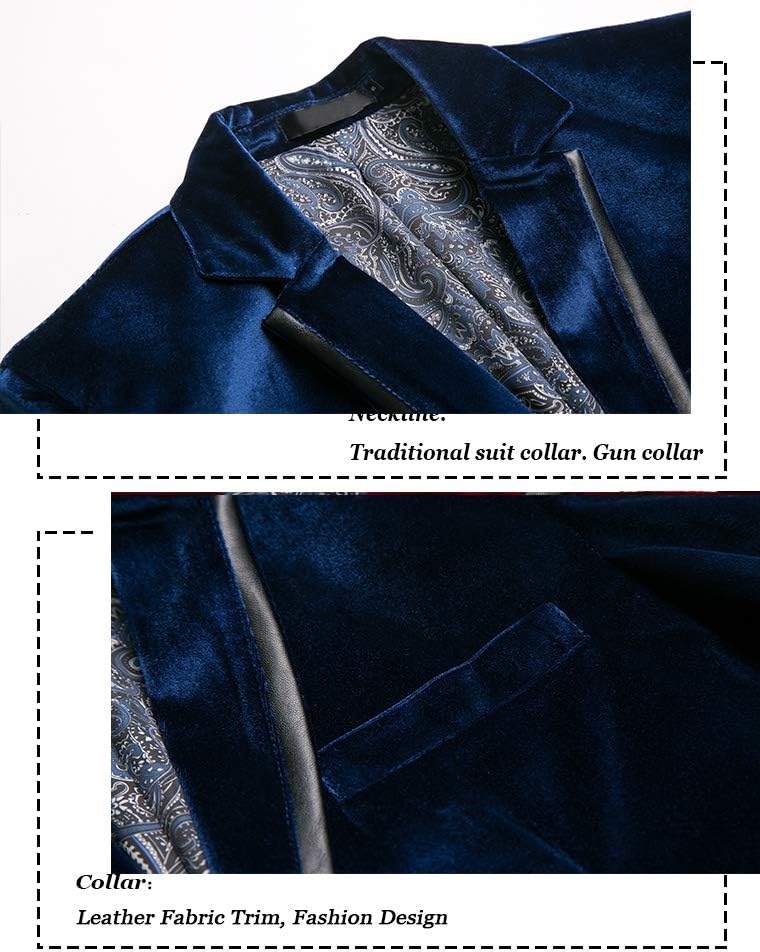 THWEI Mens Velvet Blazer Sport Coat Tuxedo Jacket for Prom Wedding Party Dinner - Image 3
