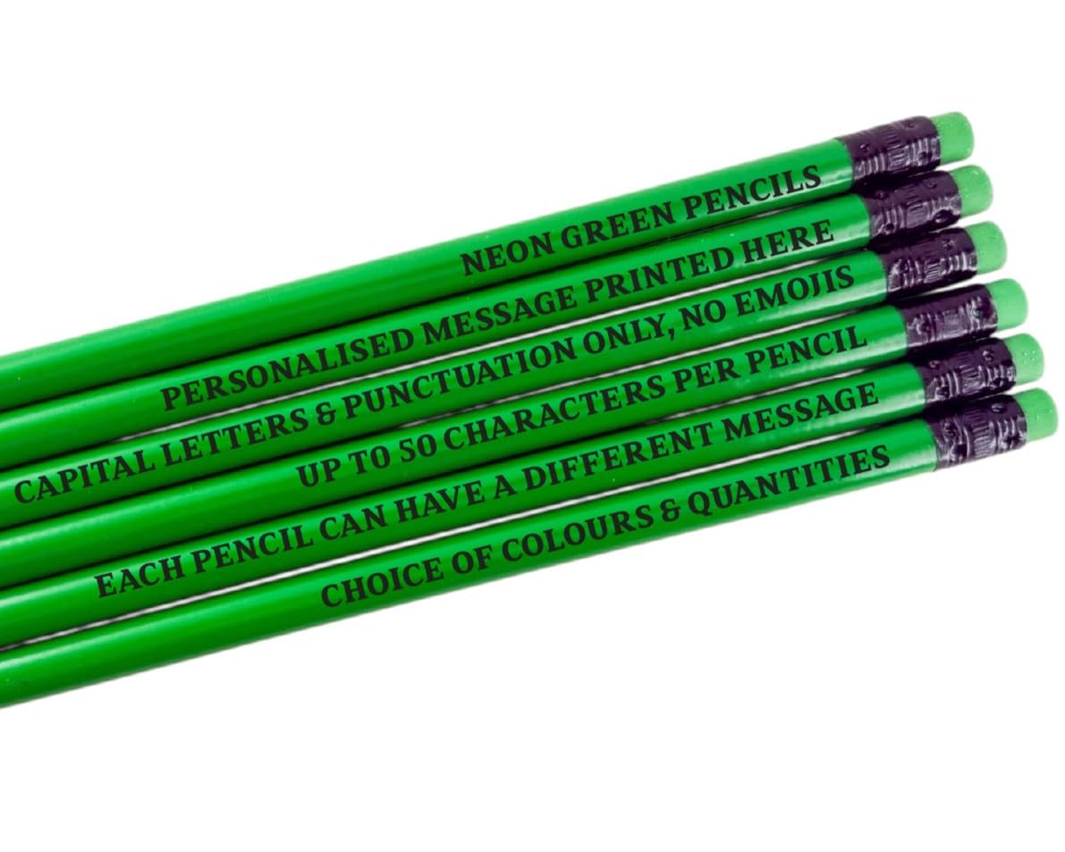 Personalised Pencils - Choice of Colours and Quantities (Neon Green, 200 Pencils)