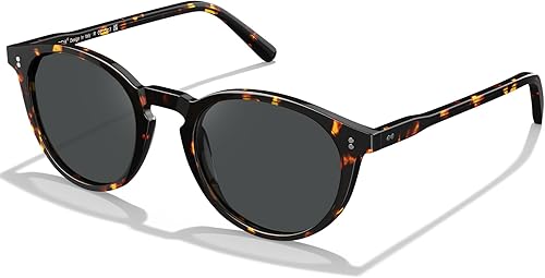 Vista 8 de CARFIA Gafas de sol polarizadas redondas para mujer, con protección UV, marco de acetato, estilo retro clásico, CA2302, montura de tortuga