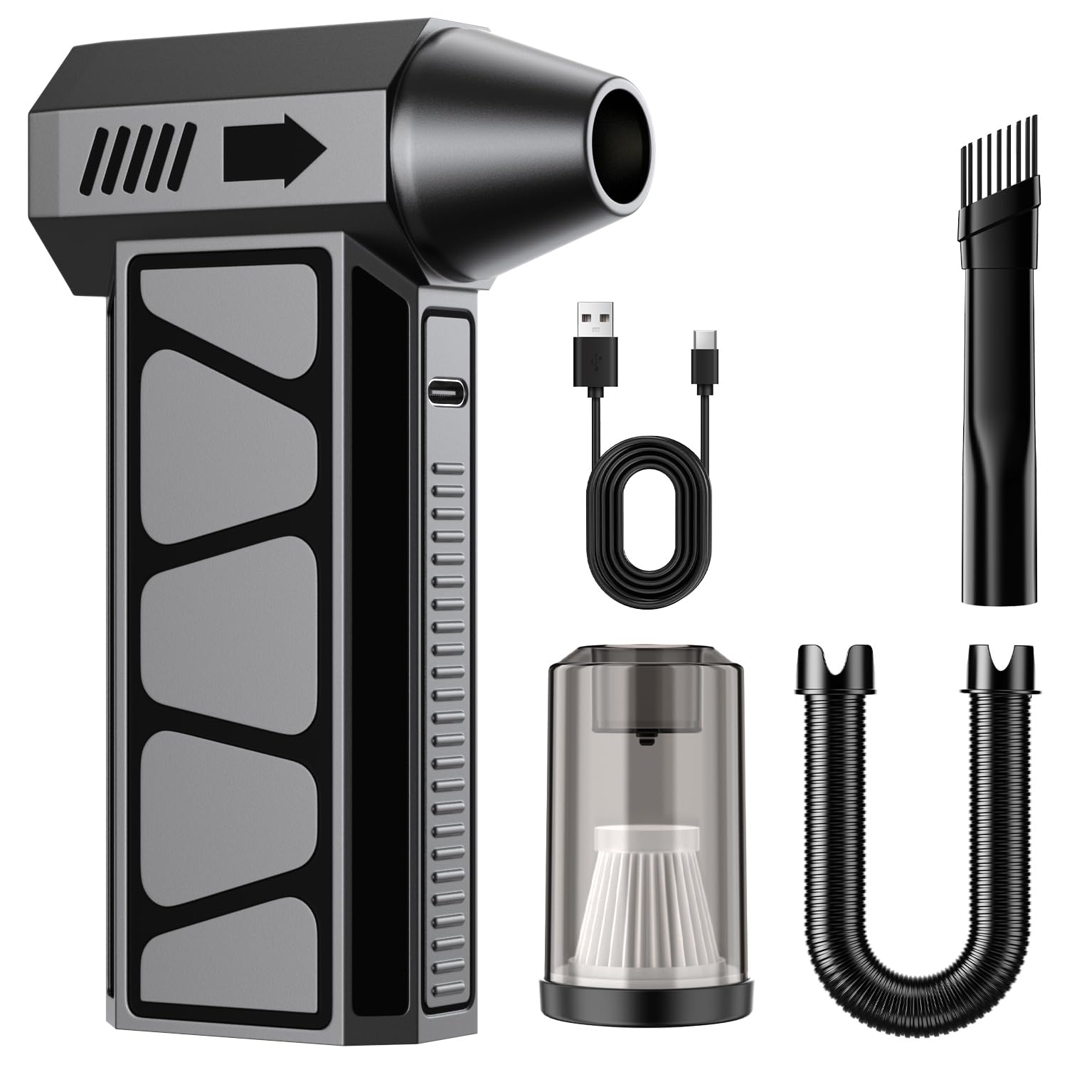 HSSNS Mini Gebläse Akku 150000RPM, 4-Gang Electric Air Duster Mini Gebläse, 2-in-1 Staubgebläse Akku Mit 10.000mAh Akku, Mini-Staubsauger für Reinigungsset,PC,Tastatur,Auto,Sofa