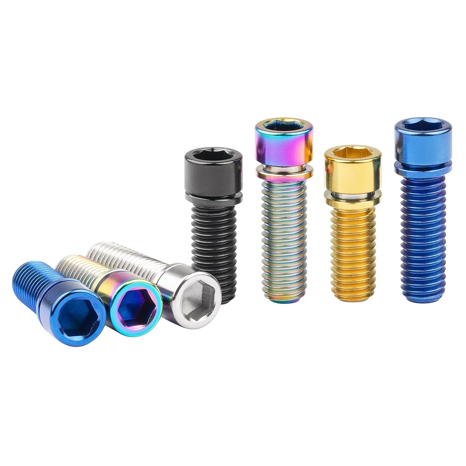 4 pezzi M7 / M8x20 25 mm Bullone in titanio Testa esagonale piccola con rondella Vite(Blue,20MM_M7)