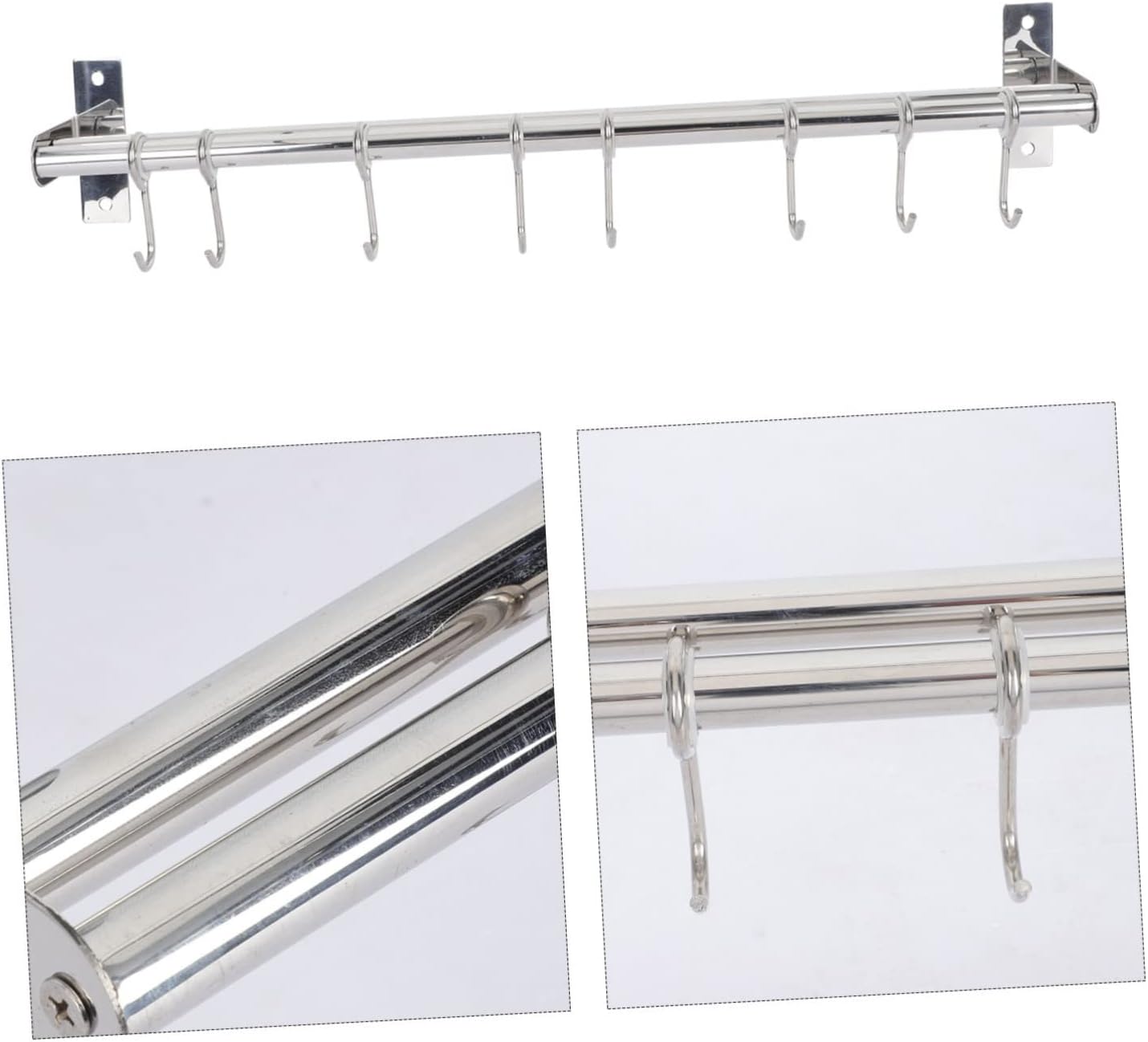 304 Stainless Steel Wall-mounted Kitchen Hook Rack Multi-function Utensil Hanger No Drill Design Easy Installation for Kitchen Organization