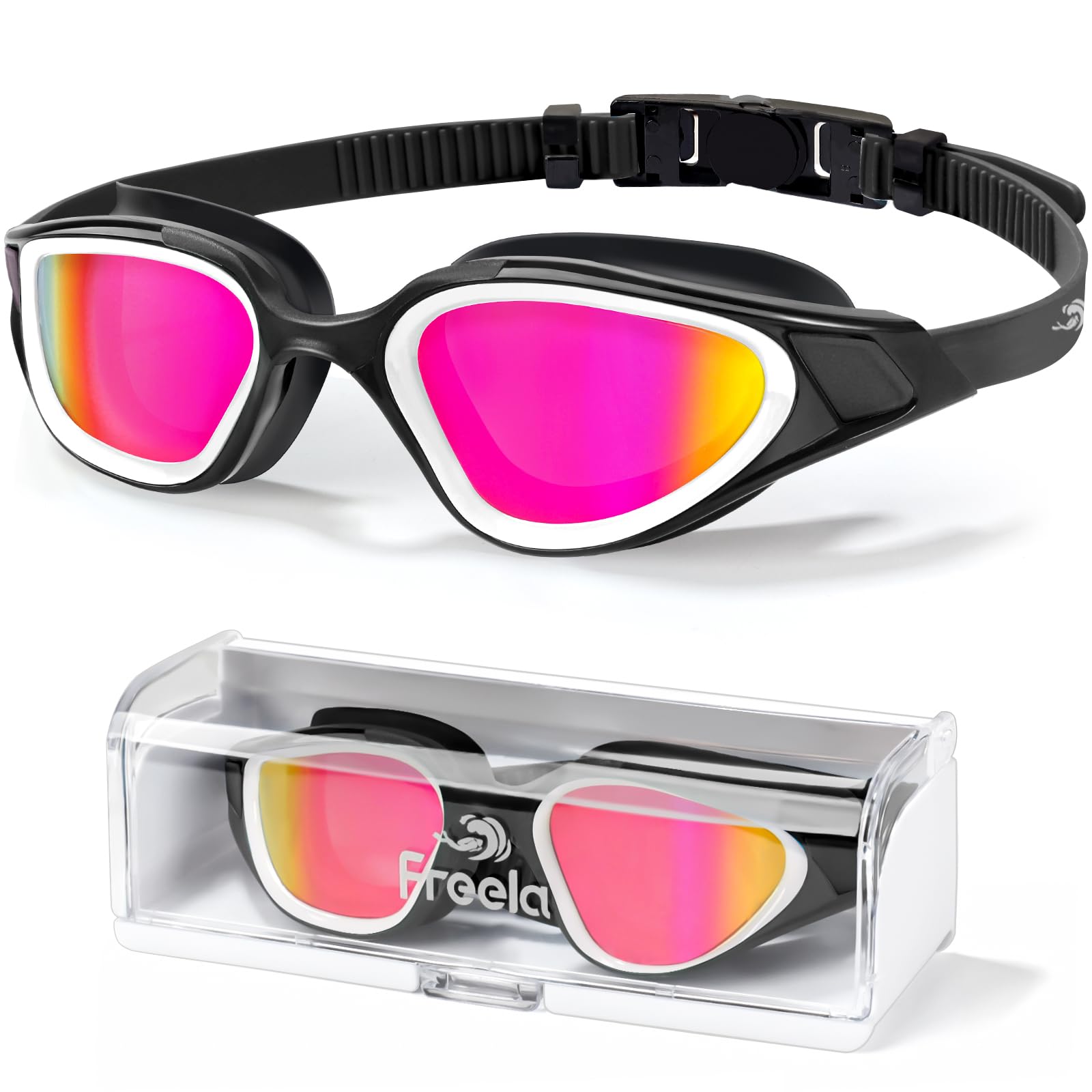 Freela Gafas de natación polarizadas unisex para adultos, protección UV400, antivaho, visión clara de 180°, para hombres, mujeres y jóvenes