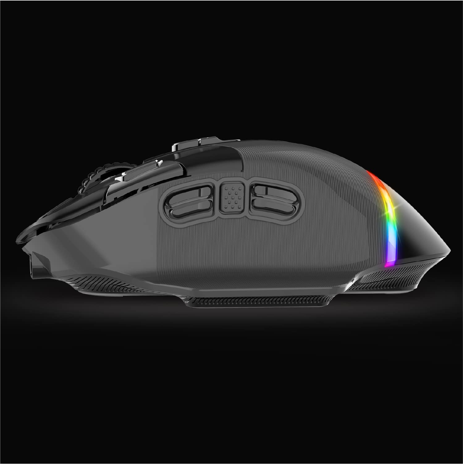Spirit Of Gamer XPERT M800, Souris Gamer Sans Fil Rechargeable, 9 Boutons Programmables, Capteur Optique 10 000 DPI, 11 effets de Rétroéclairage RGB, Souris Ergonomique avec Repose Pouce Pour PC Gamer