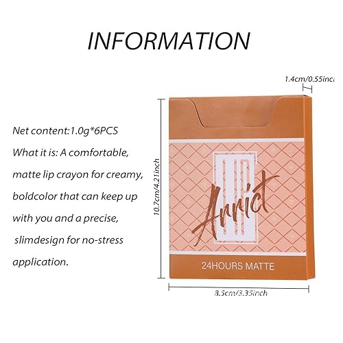 Miniatura 7 de evpct Juego de 6 lápices labiales líquidos mate, 24 horas originales mate, larga duración, 24 unidades, rosa oscuro, rojo, rosa, malva, permanece en