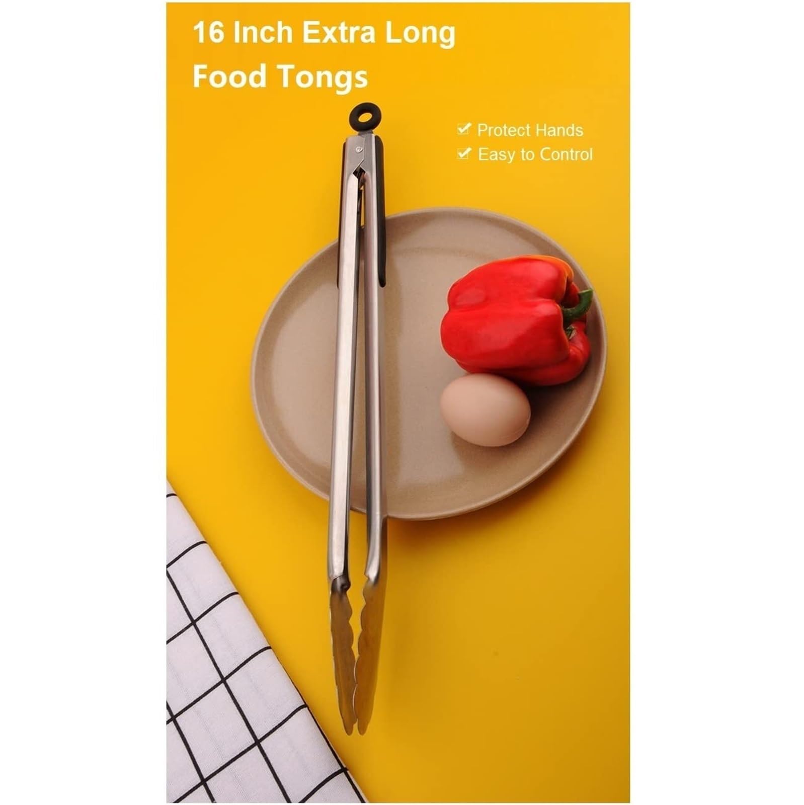 Pinze da cucina, Pinza for griglia in acciaio inossidabile con manico in silicone nero 17-30 cm(30CM)