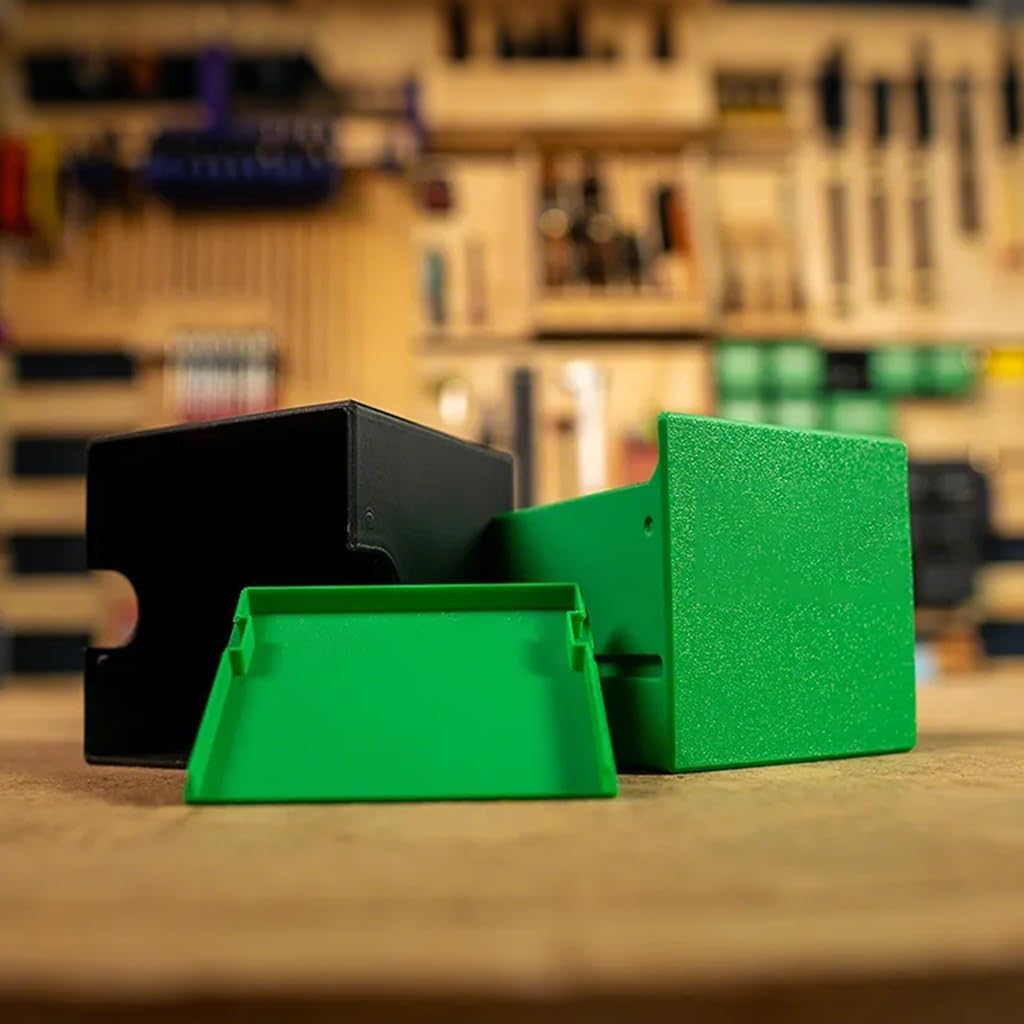 Single Tilt-Out Storage Bin - Compact Plastic Organizer Box for Screws, Nails, Nuts & Bolts - Wall Mountable Hardware Container for Garage & Workshop, 2PC (Large-4.72in)