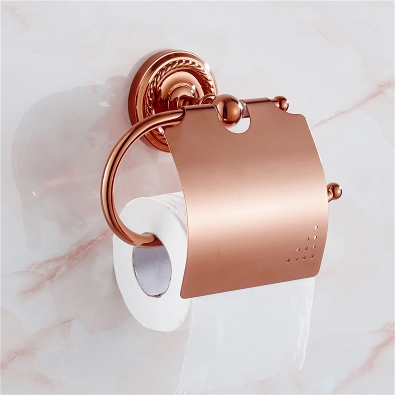 BIVOO Kreativer europäischer Stil Badezimmer Toilettenpapierbox Wasserdichter Papierhandtuchhalter Messing Golden/Roségold Toilettenpapierhalter (Color : Gold)
