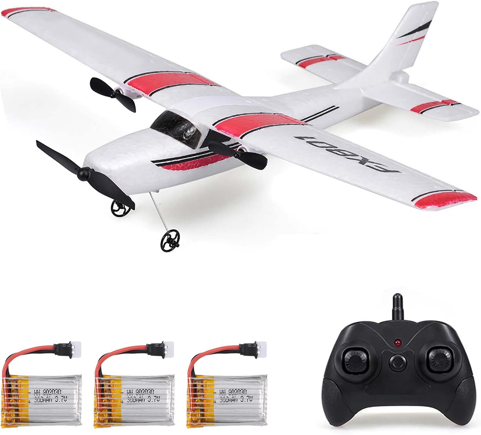 GoolRC RC Plane, 2.4GHz 2 Channel Remote Control Airplane, EPP Foam RC Airplane, Fixed Wing RC Aircraft, Easy to Fly RC Glider with 3 Batteries for Adults and Beginners