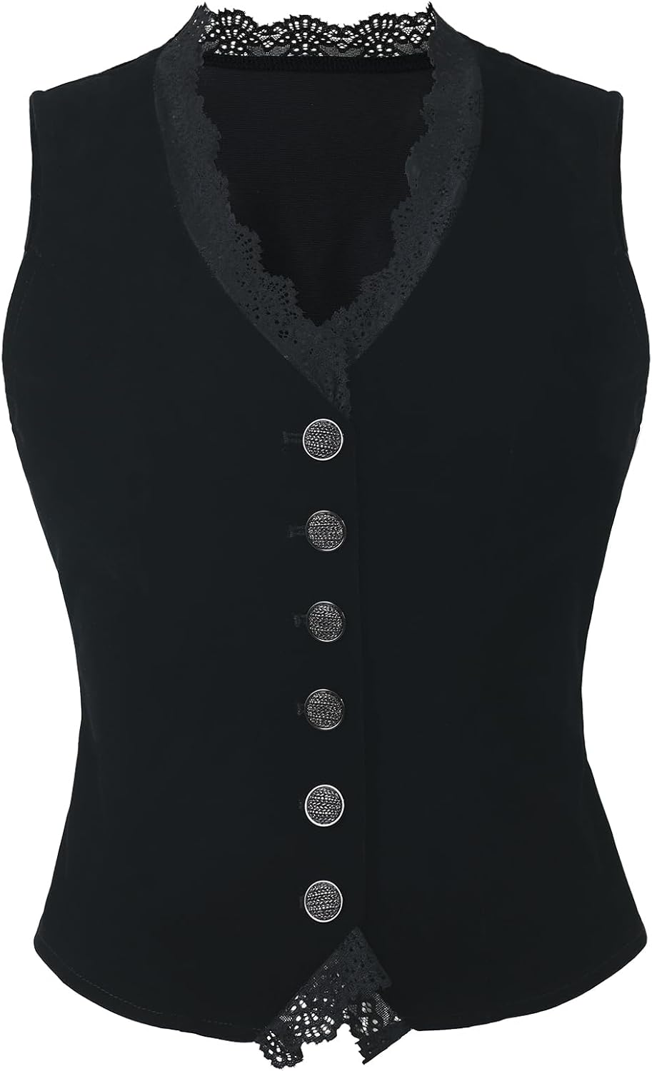 CAMDOM Steampunk Victorian Gothic Velvet Corset Vest Lace Trim V-Neck Sleeveless Vintage Bustier Waistcoat Top for Women