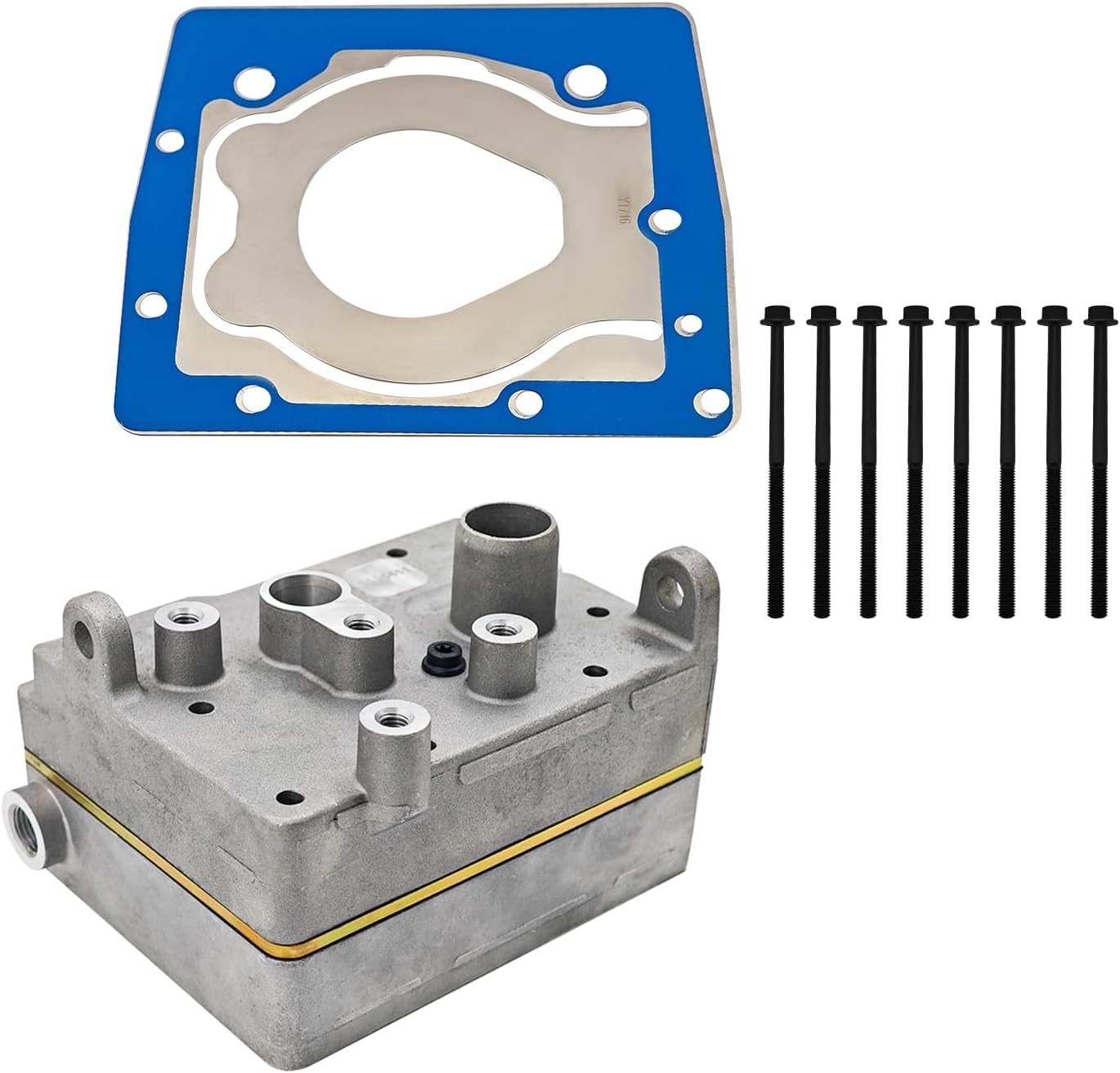 2121411 Air Brake Compressor Cylinder Head Compatible with Paccar MX13 MX11 Single Piston Air Compressor Cylinder Head Replace# 2139800 2121412 9122180010 9122180000 9122180020