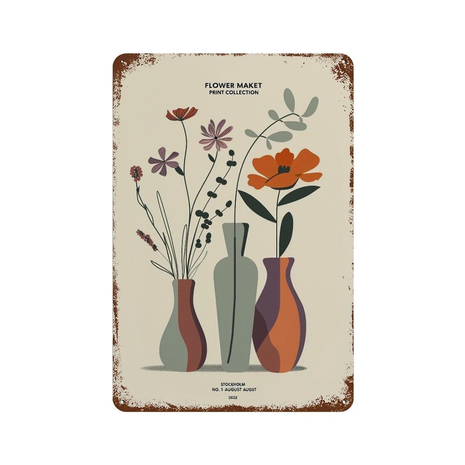 FHUYEURHRY Flower-Market-Stockholm_03 Wall Decor Retro Iron Vintage Art Metal Tin Sign Poster Modern Home Cofffee Club Art Bar Shop Decorations Style 30x20cm