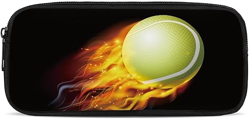 chaqlin Estuche para lápices para niños, organizador de lápices con estampado de pelota de tenis negra, bolsas ligeras para bolígrafos fáciles de