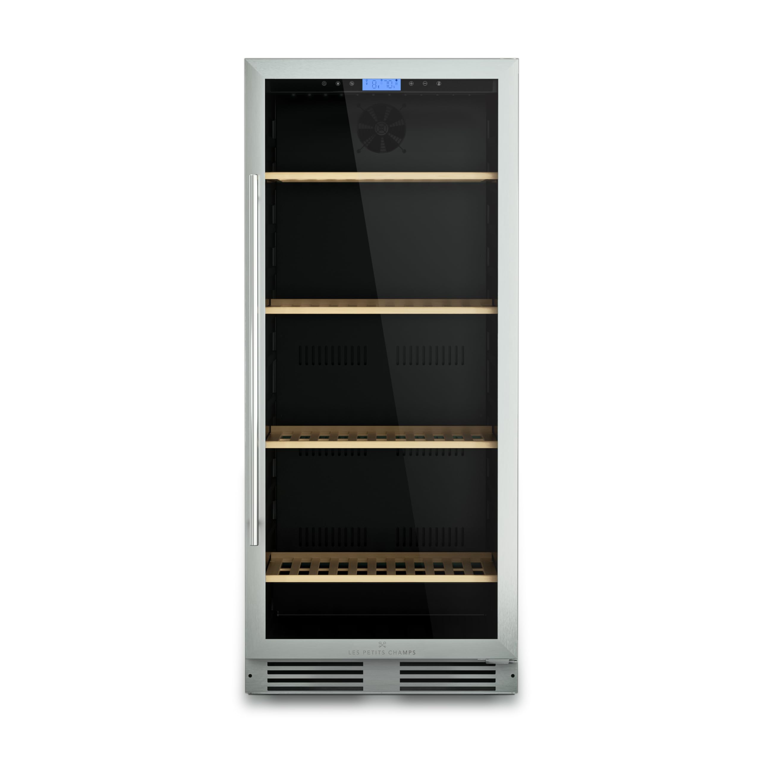 LES PETITS CHAMPS Cave à Vin de Conservation, Pose libre 160 Bouteilles CAVCE160, Capacité 333L, Design Élégant en Acier Inoxydable, Réglable de 5°C à 22°C, Anti-UV, LED